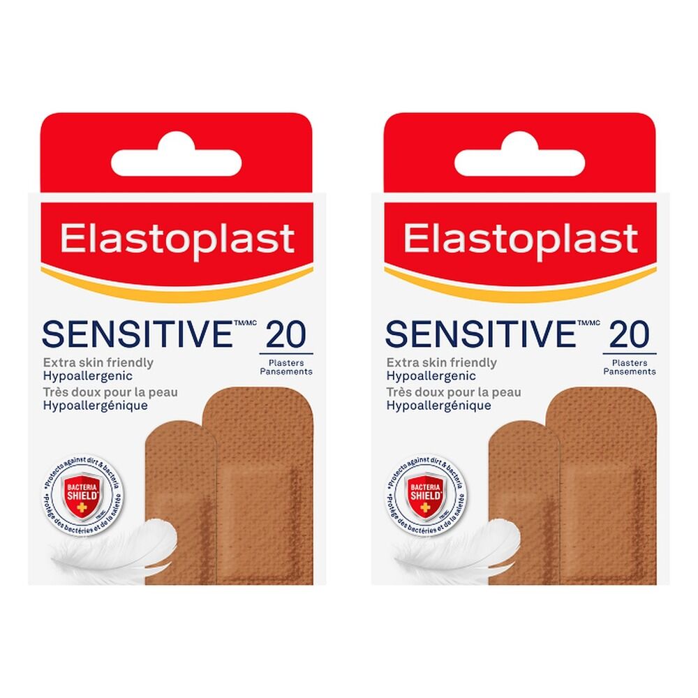 Elastoplast Sensitive Medium Plasters 20 Pack Bundle of 2