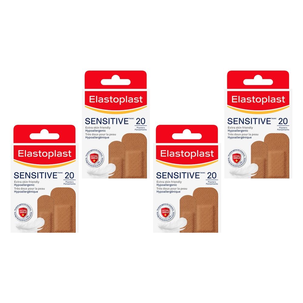 Elastoplast Sensitive Medium Plasters 20 Pack Bundle of 4