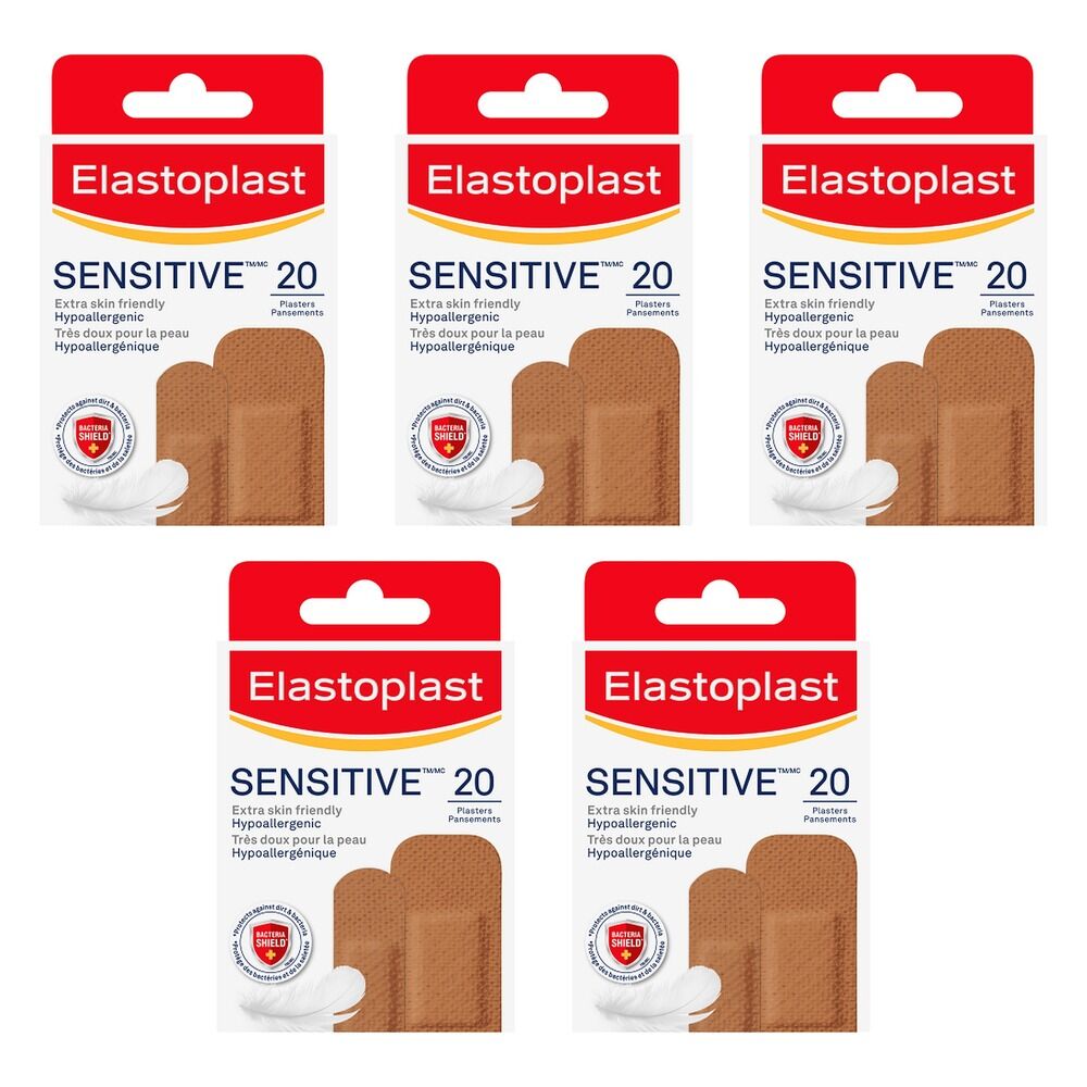 Elastoplast Sensitive Medium Plasters 20 Pack Bundle of 5