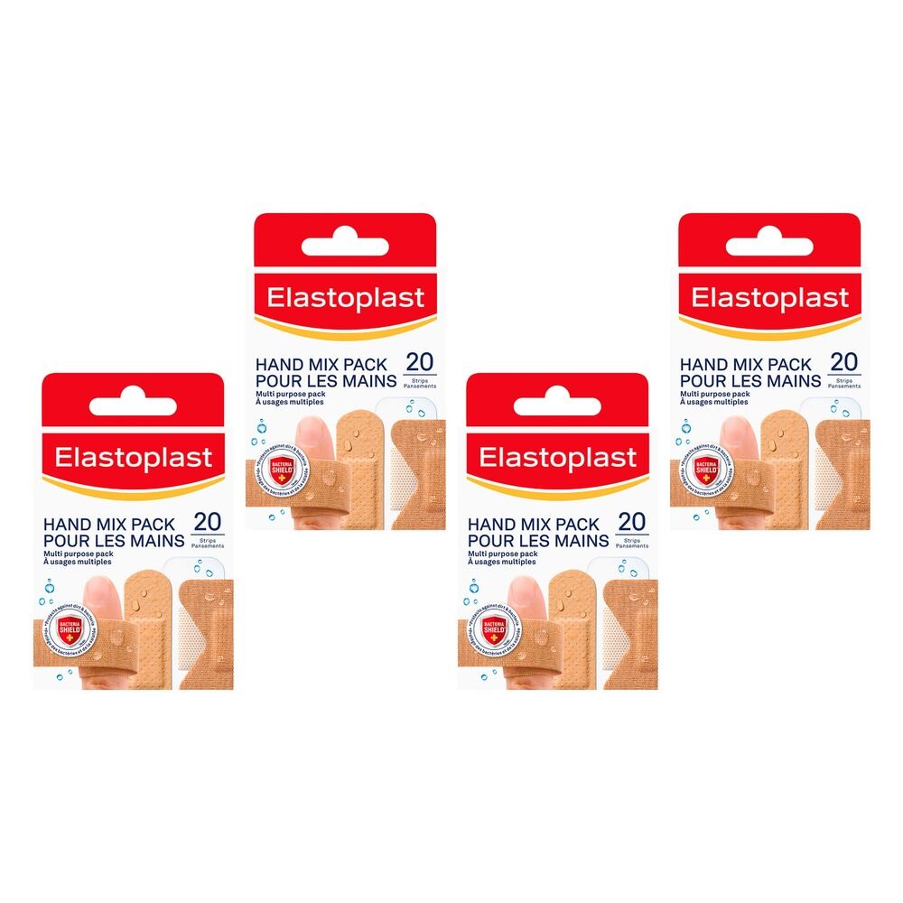 Elastoplast Hand Mix Plaster Pack 20 Pack Bundle of 4