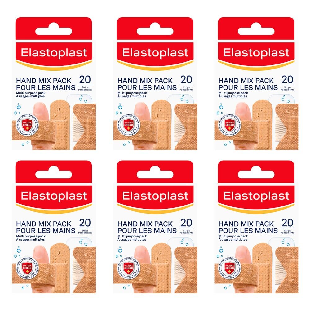 Elastoplast Hand Mix Plaster Pack 20 Pack Bundle of 6