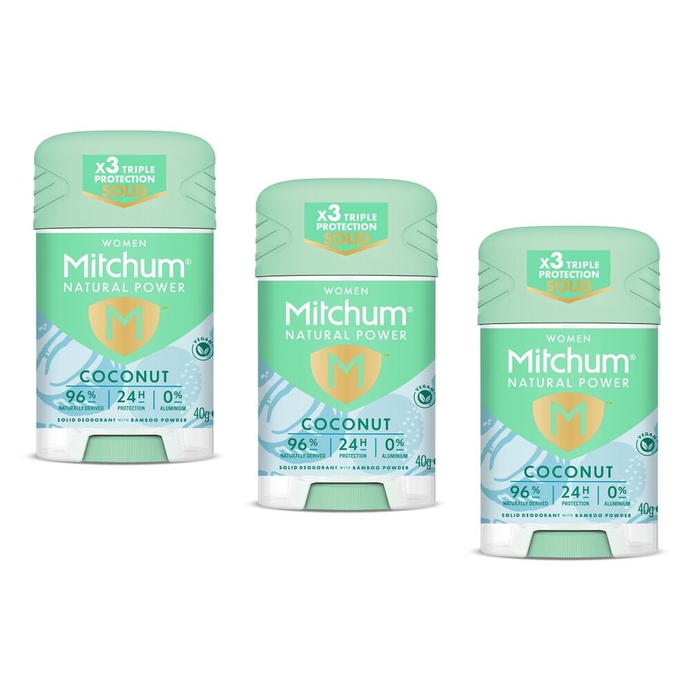 Mitchum Natural Deodorant Stick Coconut 40g Pack of 3