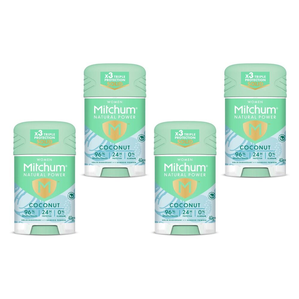 Mitchum Natural Deodorant Stick Coconut 40g Pack of 4