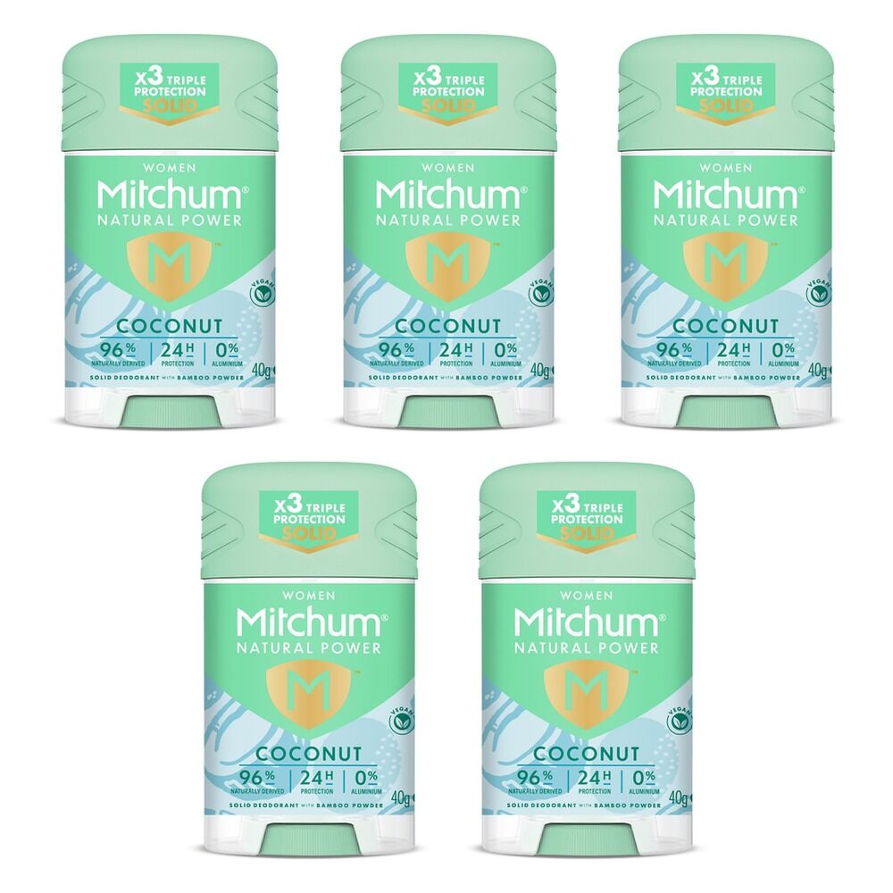 Mitchum Natural Deodorant Stick Coconut 40g Pack of 5