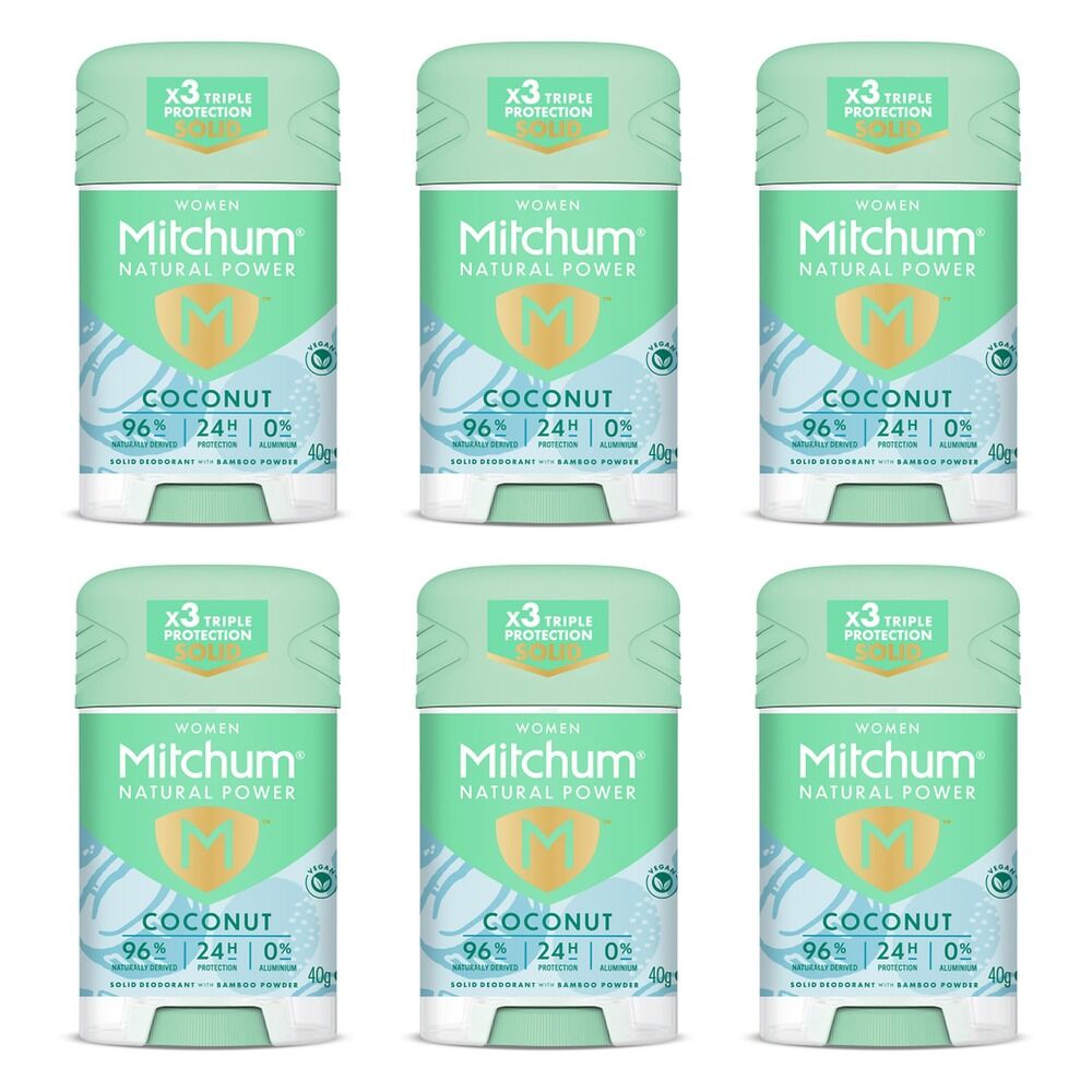 Mitchum Natural Deodorant Stick Coconut 40g Pack of 6