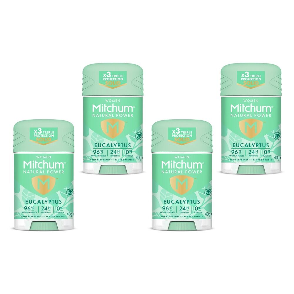Mitchum Natural Deodorant Stick Eucalyptus 40g Pack of 4