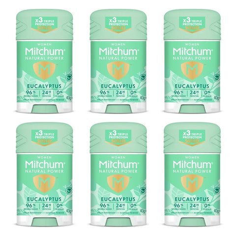 Mitchum Natural Deodorant Stick Eucalyptus 40g Pack of 6