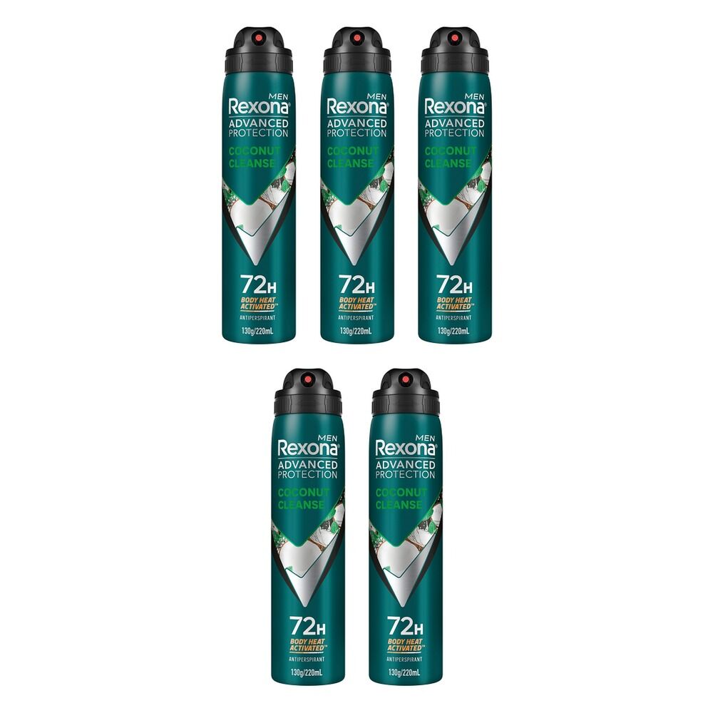 Rexona Advanced Protection 72H Coconut Cleanse + Mint Antiperspirant Pack of 5