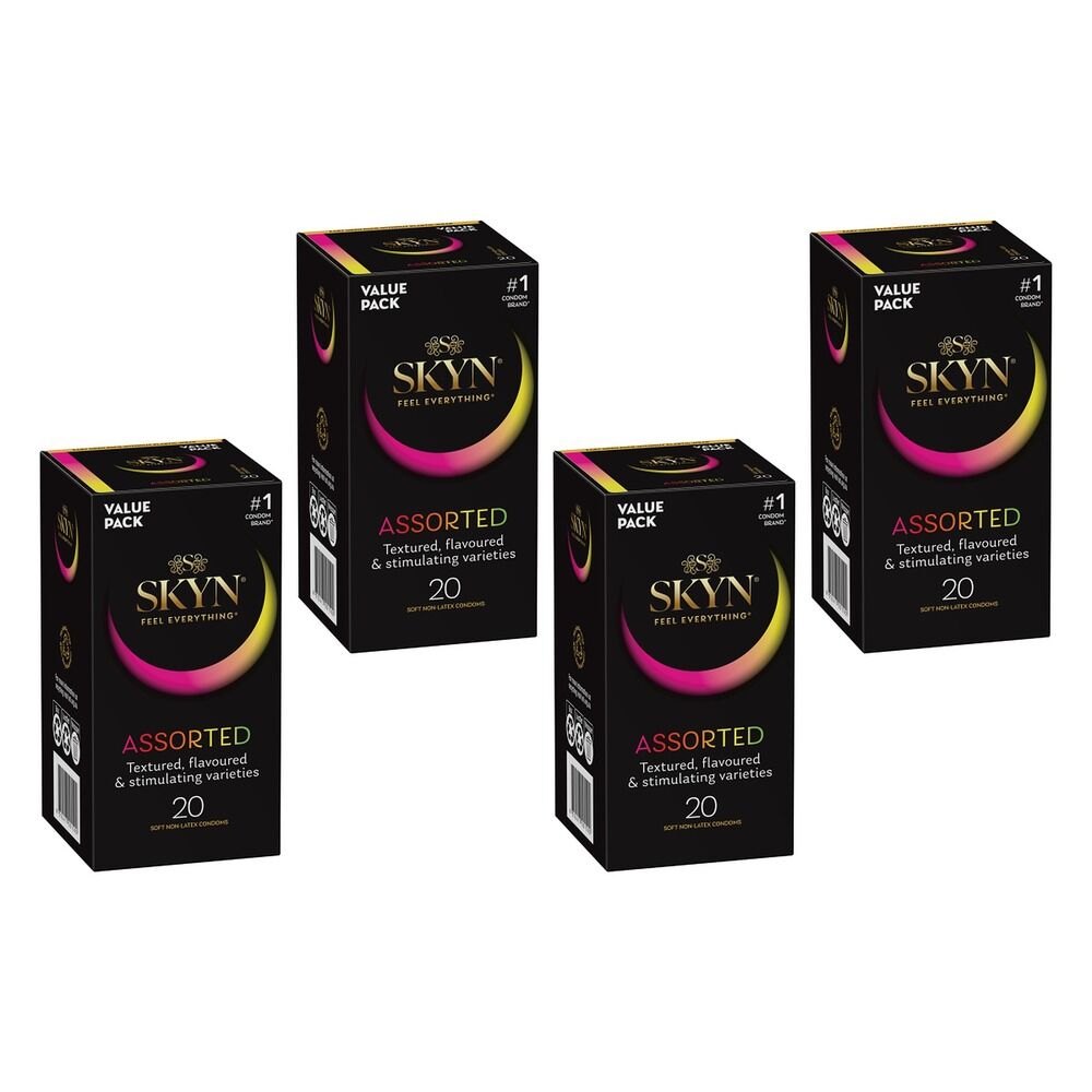 Skyn Condoms Assorted 20 Pack Bundle of 4