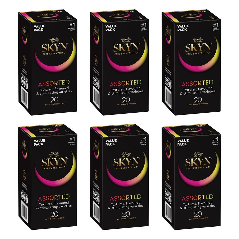 Skyn Condoms Assorted 20 Pack Bundle of 6