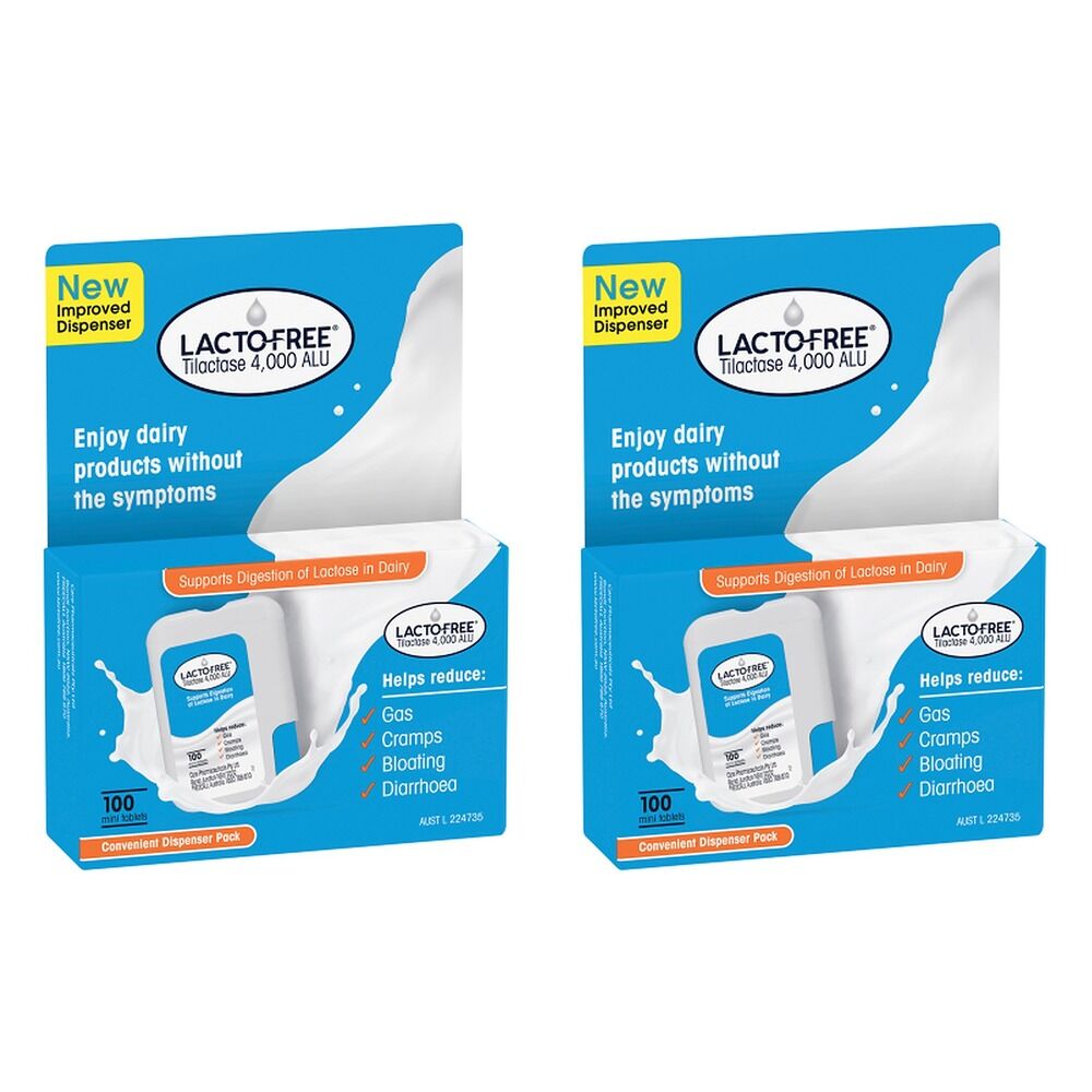 Lacto-Free Tilactase 4,000 ALU 100 Tablets Pack of 2