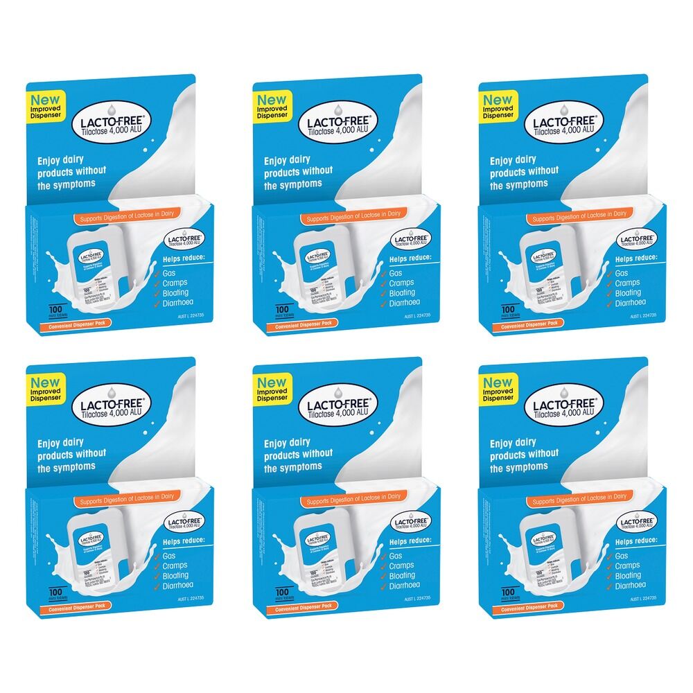 Lacto-Free Tilactase 4,000 ALU 100 Tablets Pack of 6