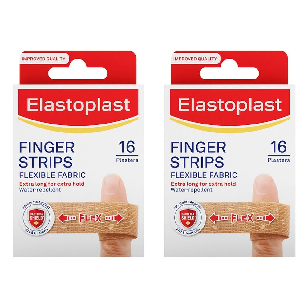 Elastoplast Finger Strips Flexible Fabric 16 Pack Bundle of 2