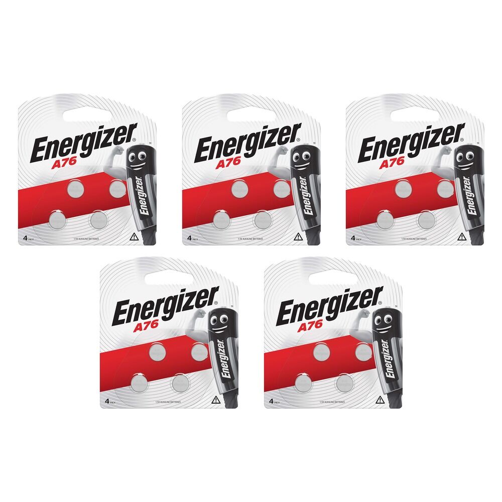 Energizer A76 Silver Oxide Button Battery 4 Pack Bundle of 5