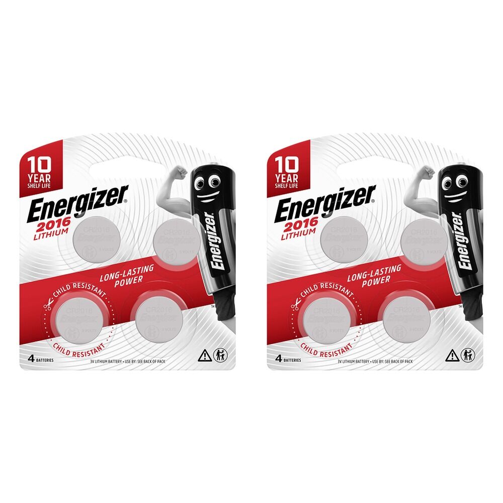 Energizer 2016 Lithium Coin Batteries 4 Pack Bundle of 2