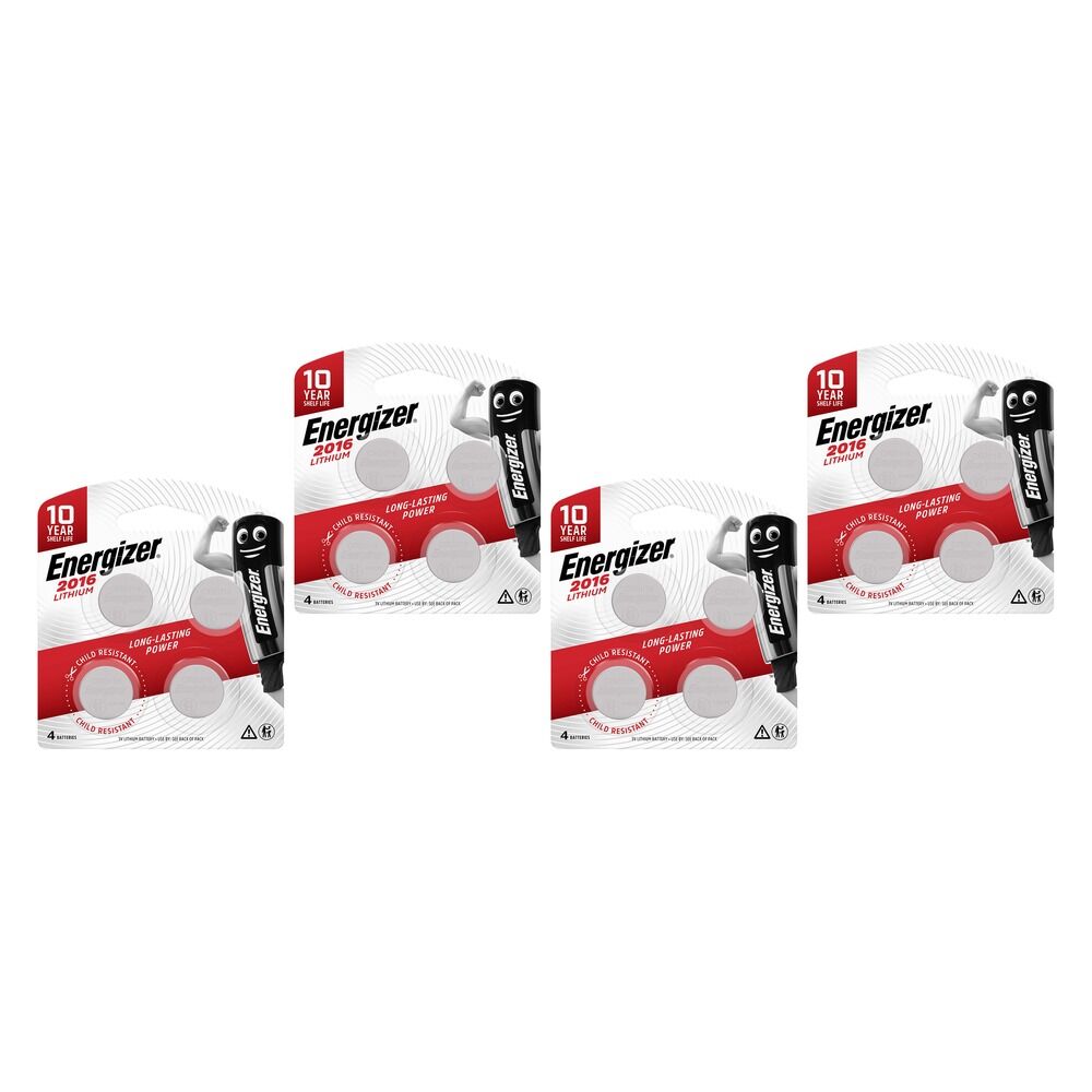 Energizer 2016 Lithium Coin Batteries 4 Pack Bundle of 4