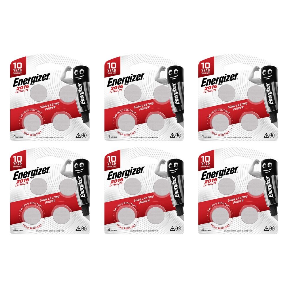 Energizer 2016 Lithium Coin Batteries 4 Pack Bundle of 6