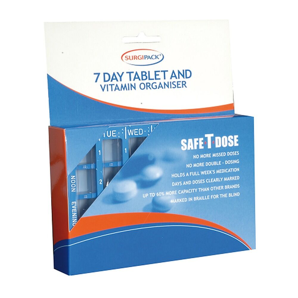 SurgiPack Safe-T-Dose Morning Lunch Evening Bed Pill Organiser