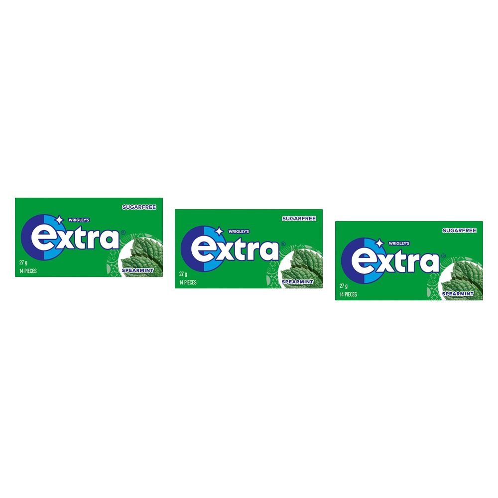 Extra Spearmint Sugar Free Chewing Gum 14 Pack x 24 Bundle of 3