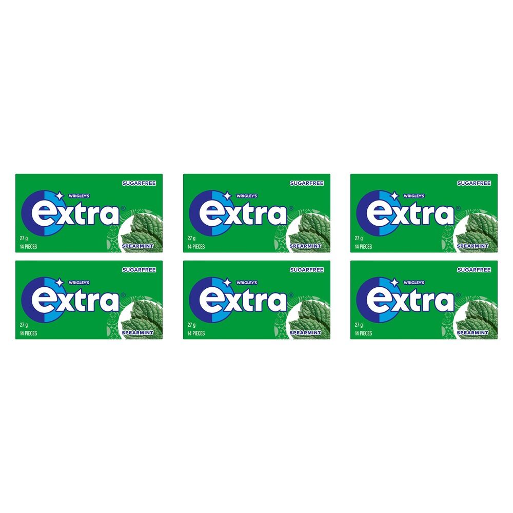 Extra Spearmint Sugar Free Chewing Gum 14 Pack x 24 Bundle of 6
