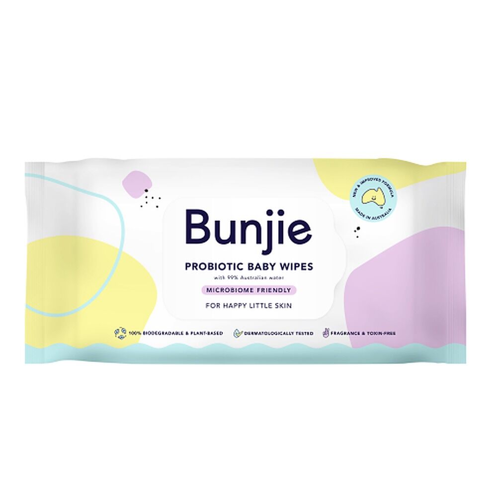 Bunjie Probiotic Baby Wipes, Microbiome Friendly, 80 Wipes