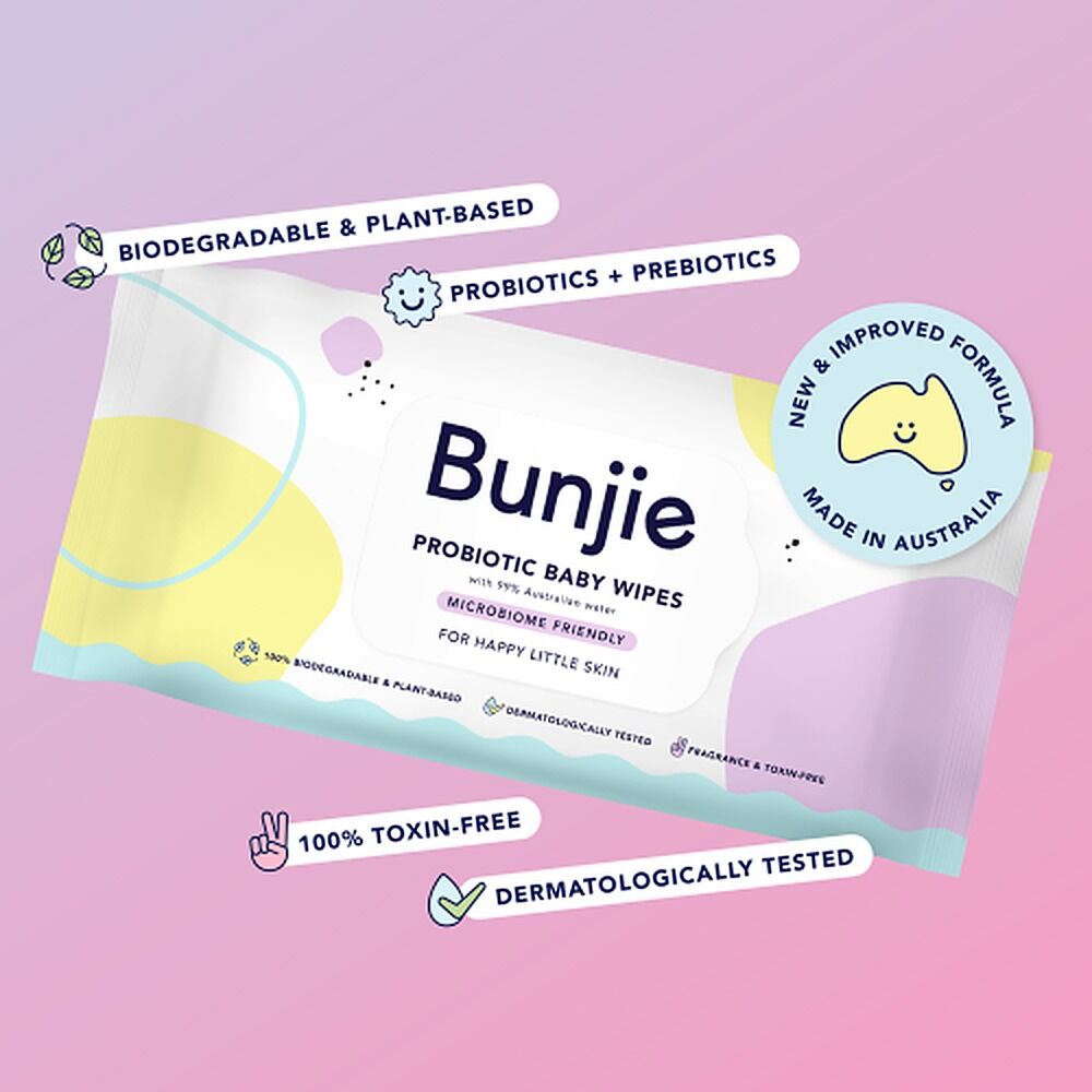 Bunjie Probiotic Baby Wipes, Microbiome Friendly, 240 Wipes