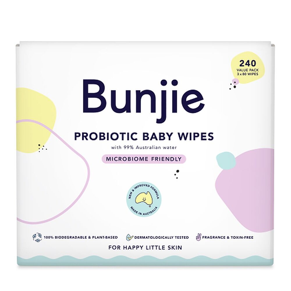 Bunjie Probiotic Baby Wipes, Microbiome Friendly, 240 Wipes