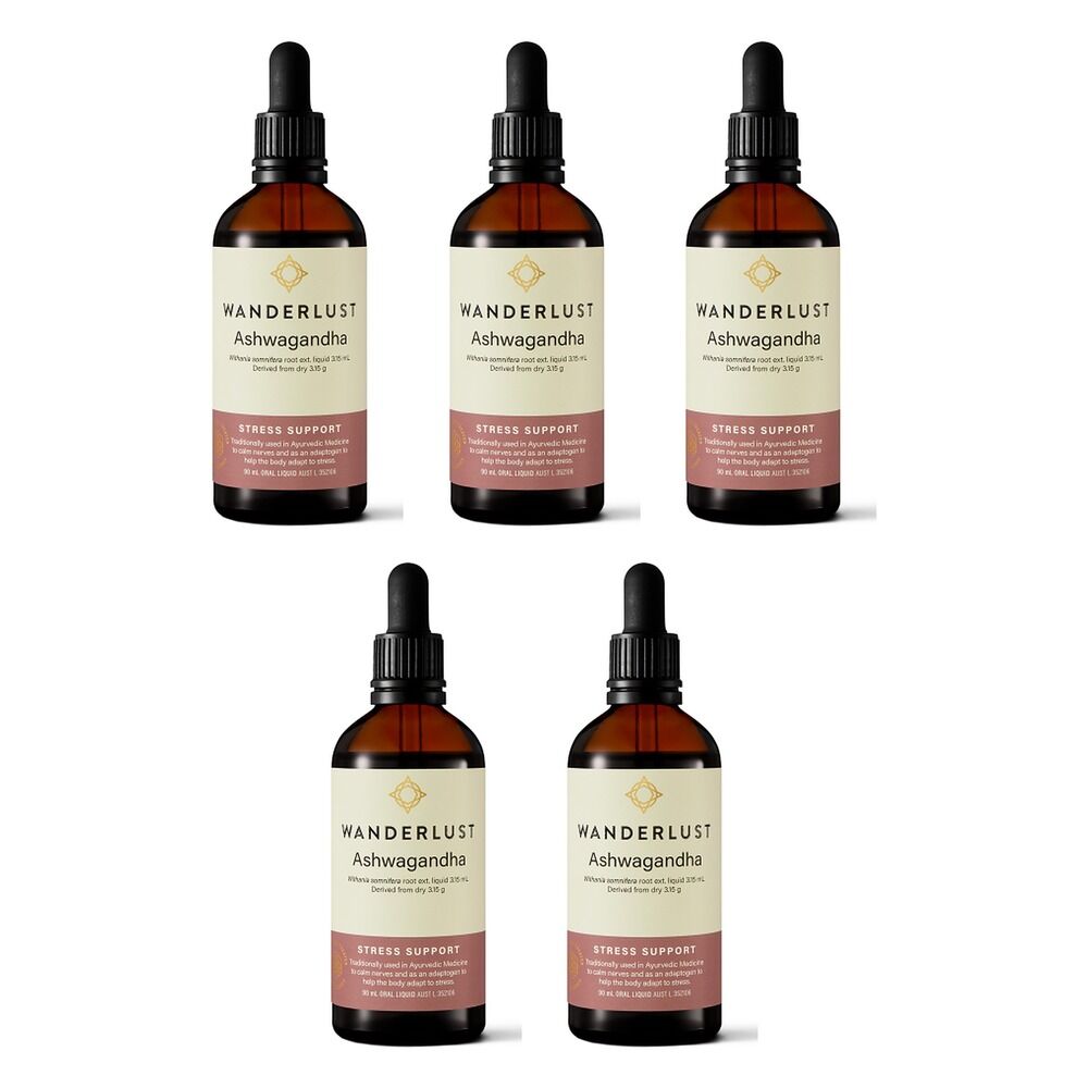 Wanderlust Ashwagandha Liquid Herbal Extract Drops 90mL Pack of 5