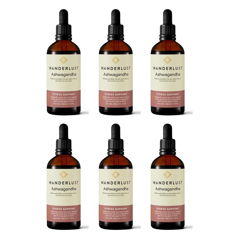 Wanderlust Ashwagandha Liquid Herbal Extract Drops 90mL Pack of 6