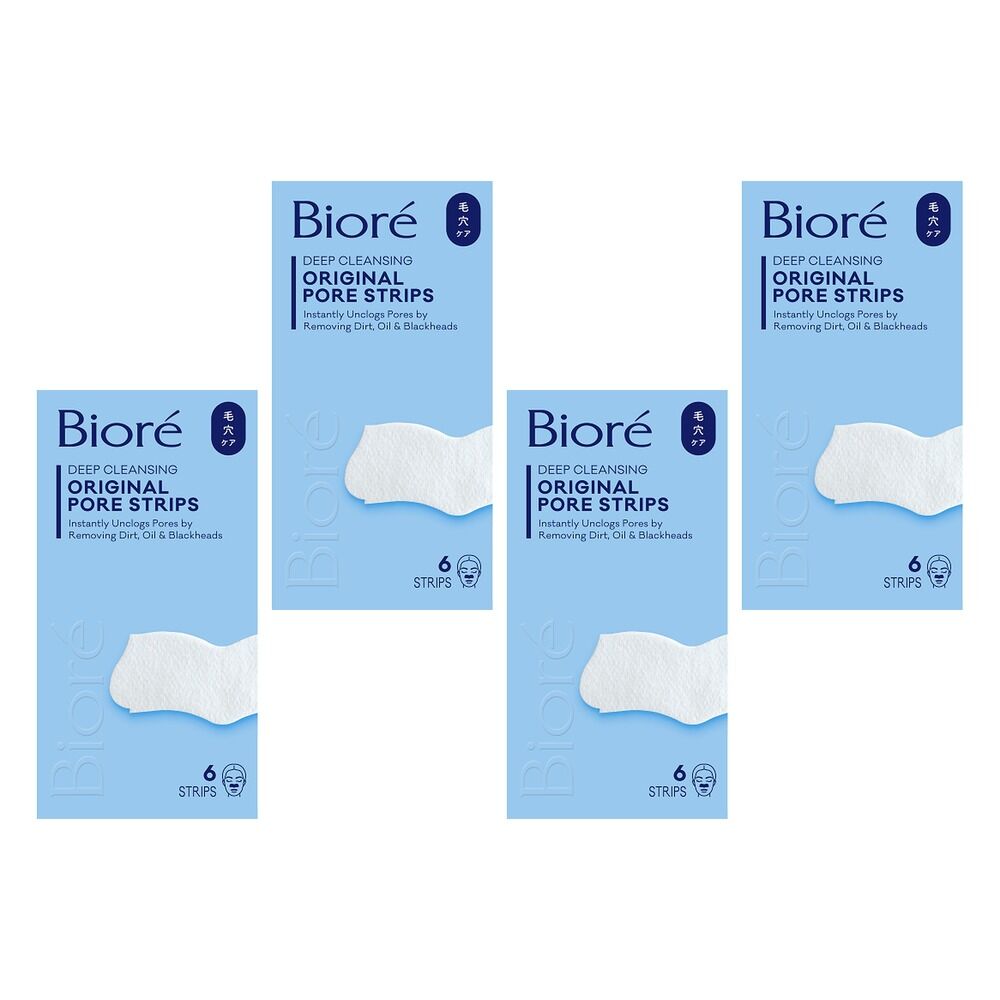 Biore Original Deep Cleansing Pore Strips 6 Pack Bundle of 4