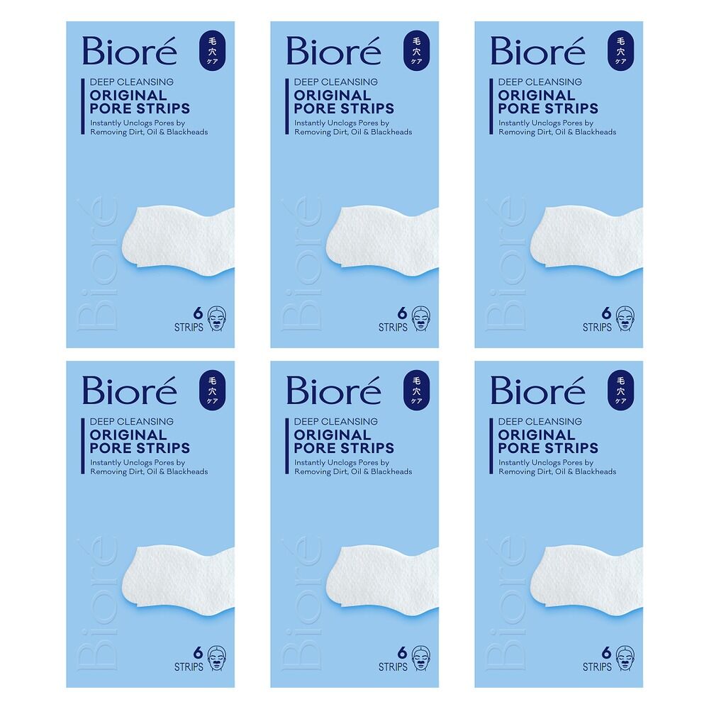 Biore Original Deep Cleansing Pore Strips 6 Pack Bundle of 6