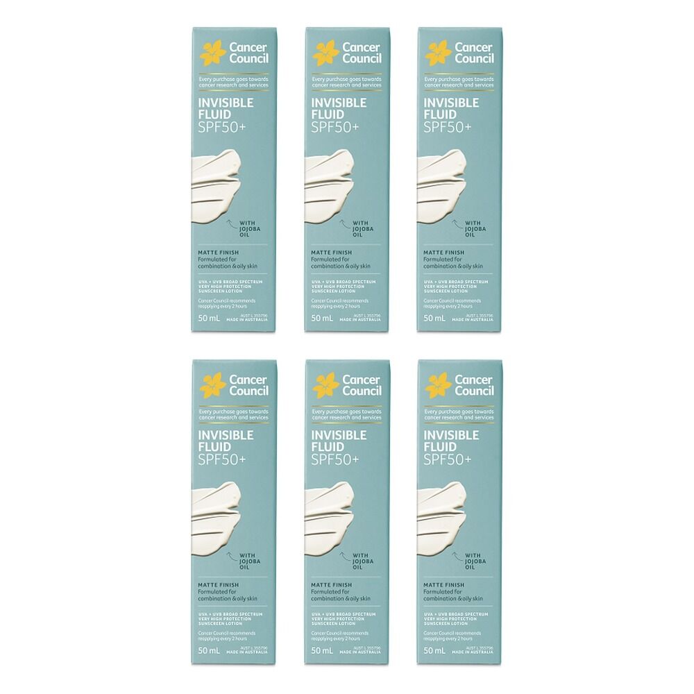 Cancer Council Face Day Wear Fluid Matte Invisible SPF 50+ 50mL Pack of 6