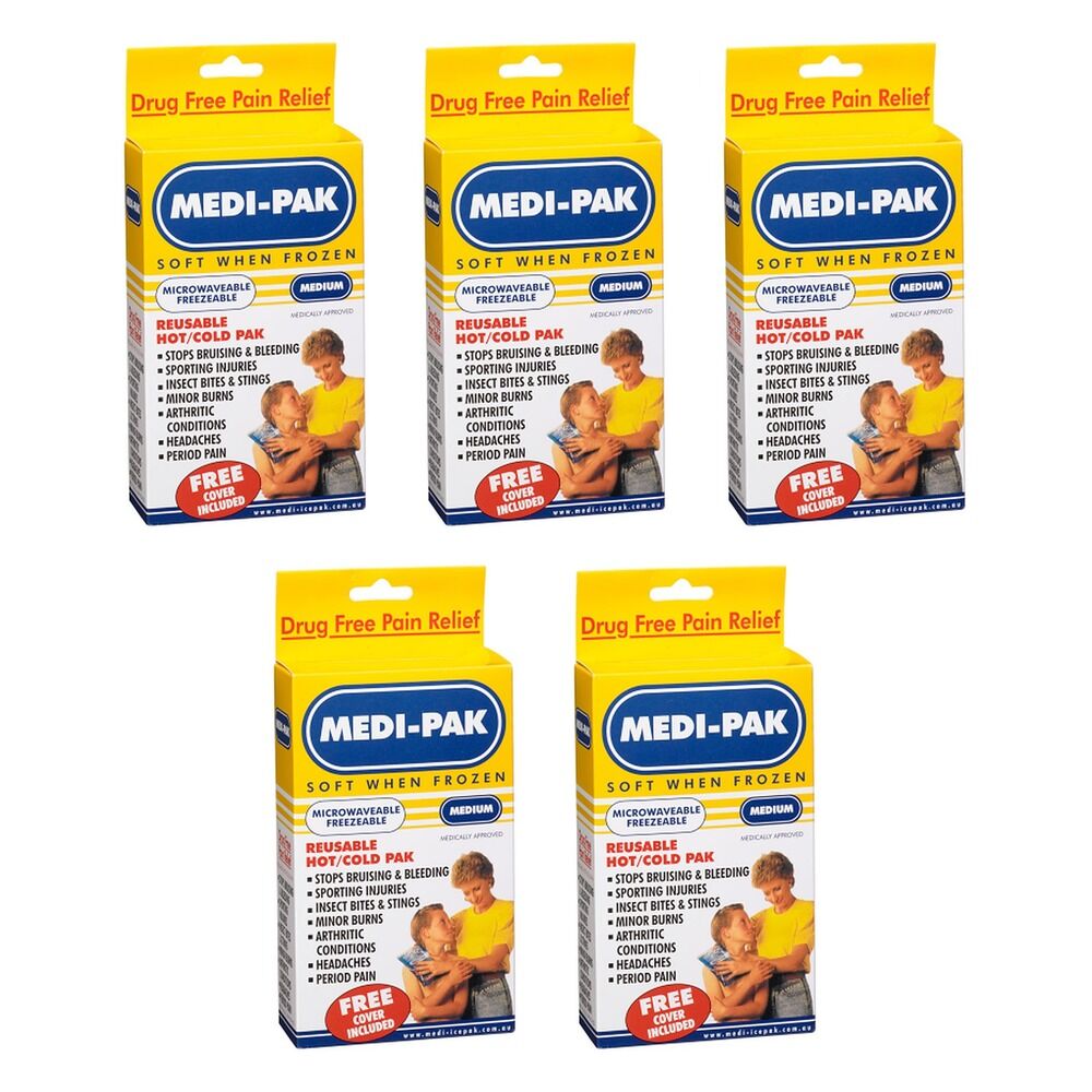 Medi-Ice Pak Hot & Cold Gel Pack Medium 420g Bundle of 5