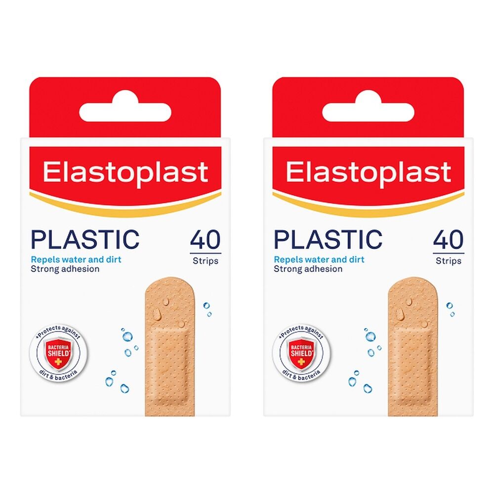 Elastoplast Plastic Plasters 40 Pack Bundle of 2