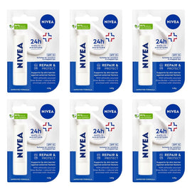 NIVEA 24H Melt-In Moisture Repair & Protect SPF15 Lip Balm 4.8g Pack of 6