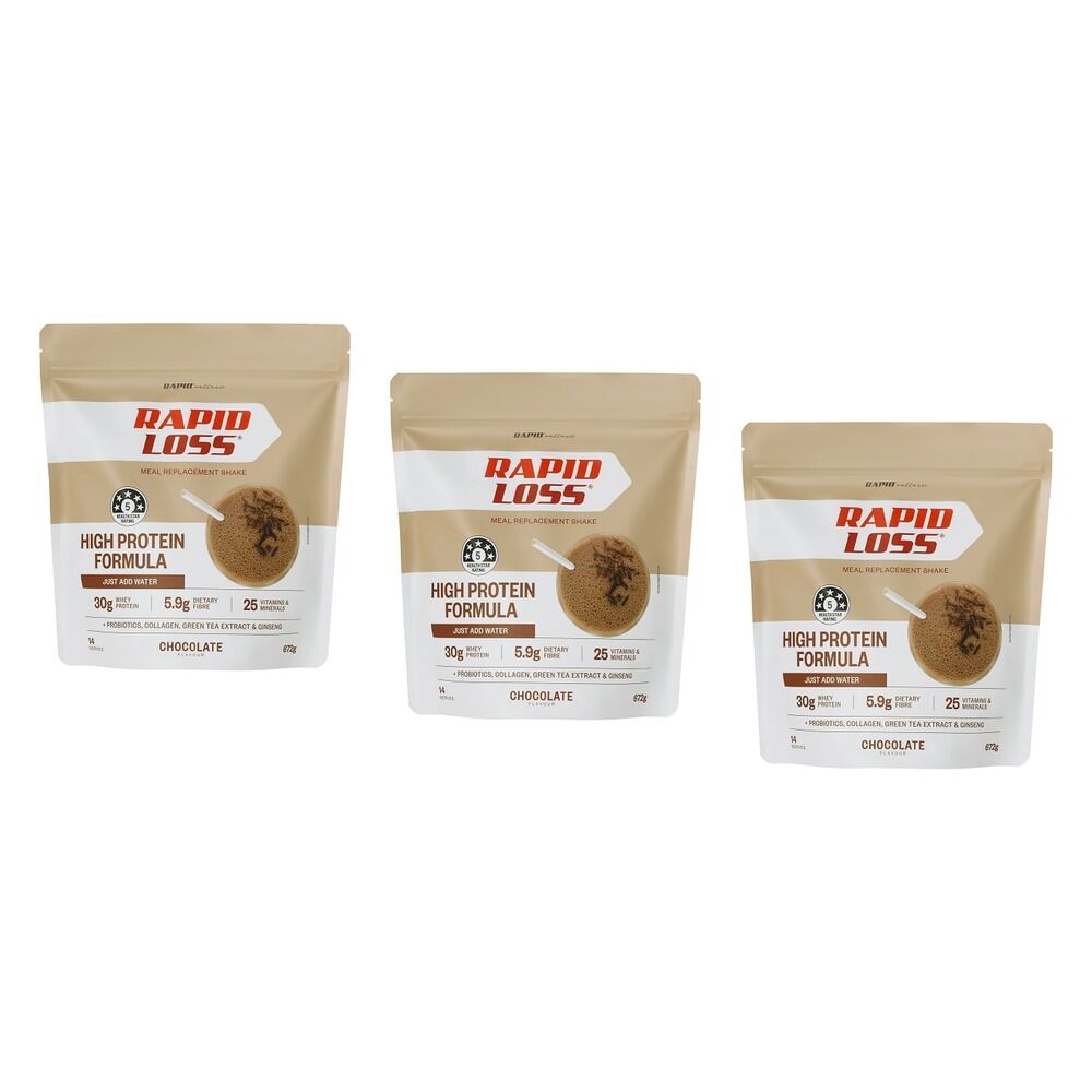 Rapid Loss High Protein Chocolate Meal Replacement Shake 672g Pack of 3