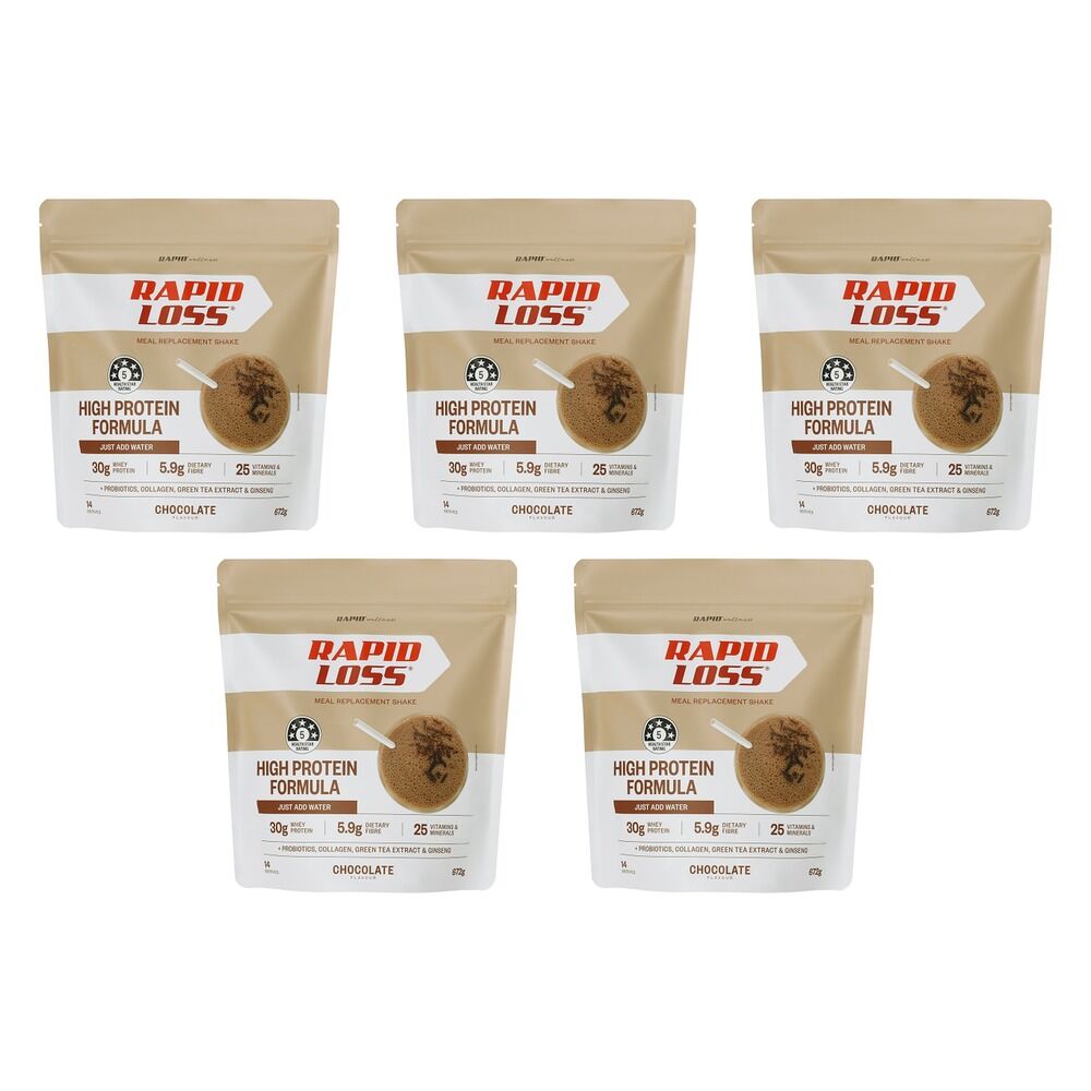 Rapid Loss High Protein Chocolate Meal Replacement Shake 672g Pack of 5