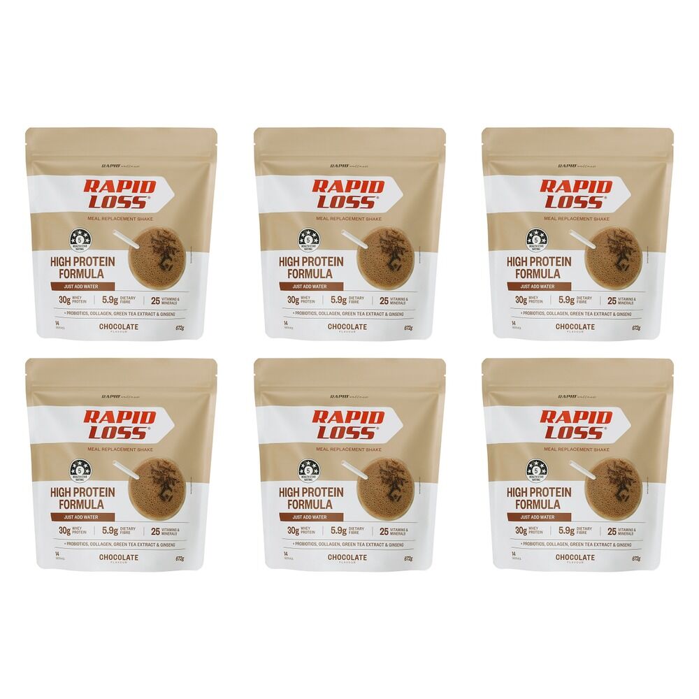 Rapid Loss High Protein Chocolate Meal Replacement Shake 672g Pack of 6