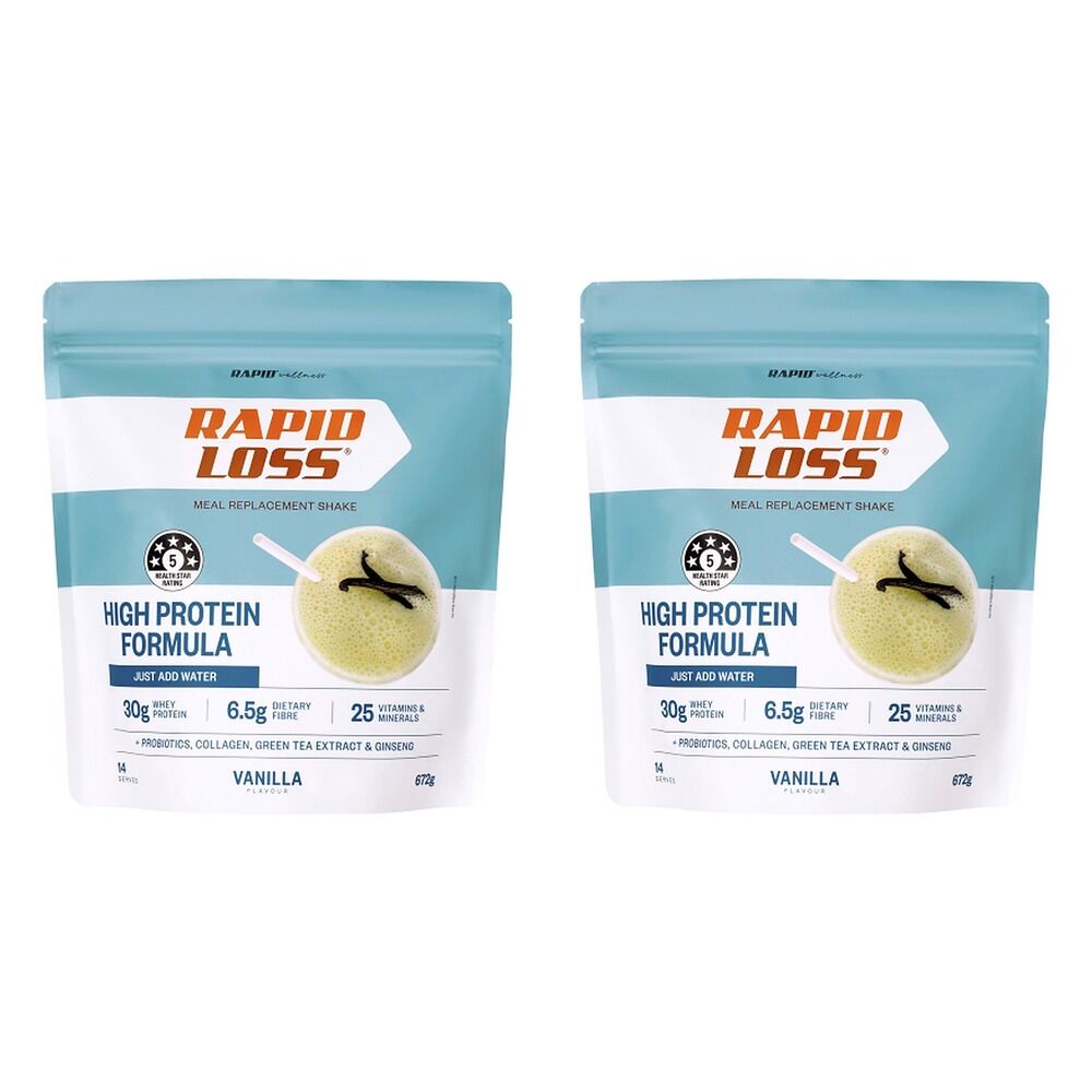 Rapid Loss High Protein Meal Replacement Shake Vanilla 672g Pack of 2