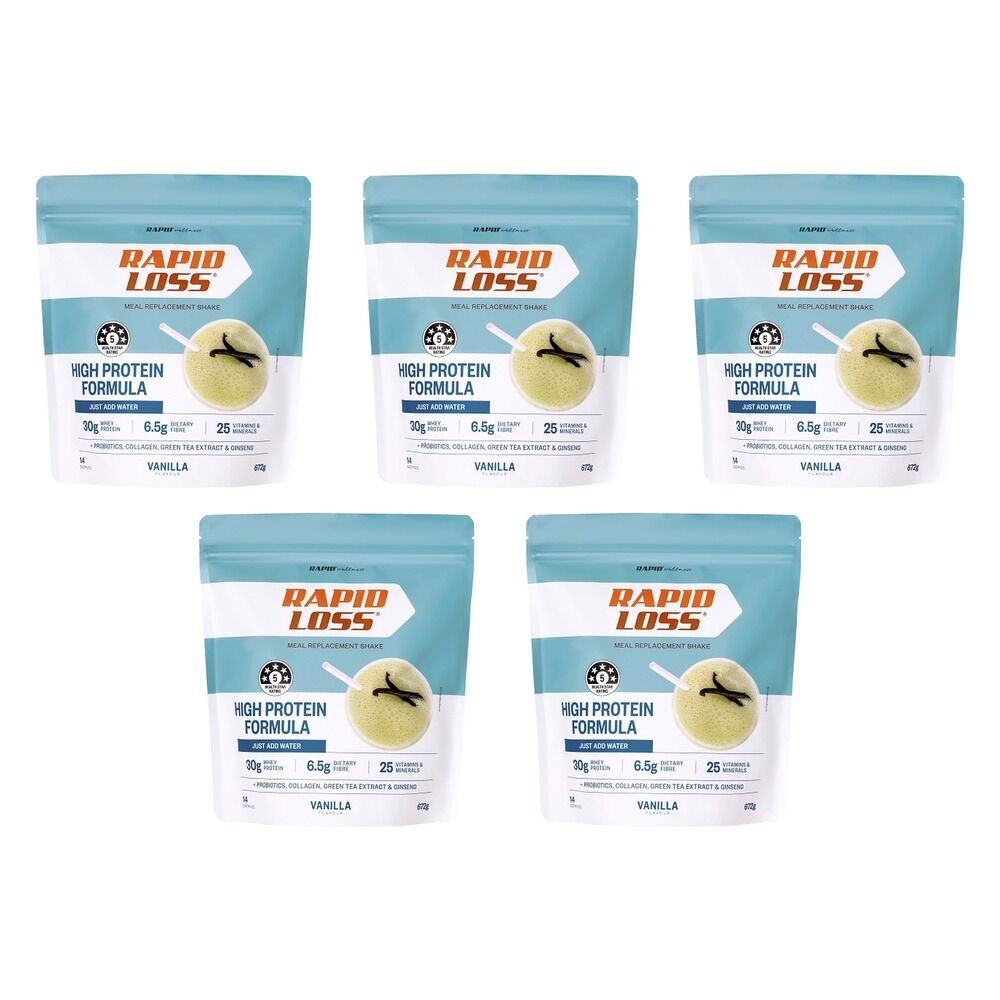 Rapid Loss High Protein Meal Replacement Shake Vanilla 672g Pack of 5