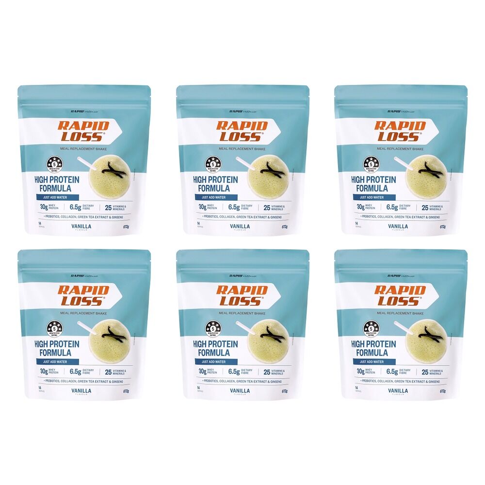 Rapid Loss High Protein Meal Replacement Shake Vanilla 672g Pack of 6