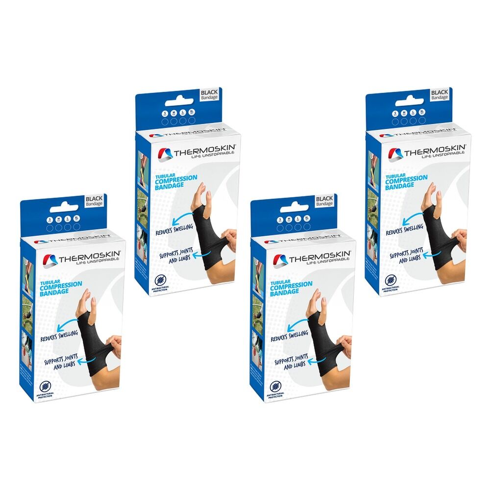 Thermoskin Tubular Compression Bandage Small Black Pack of 4