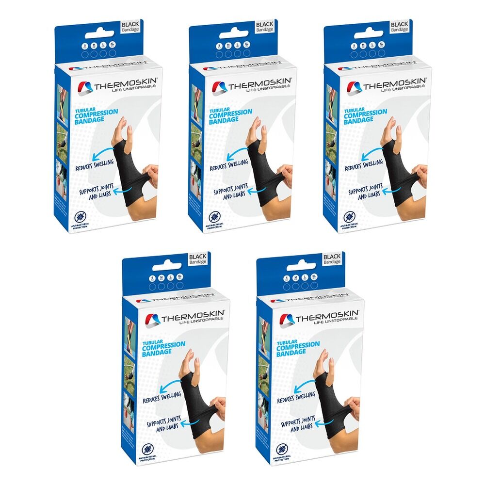 Thermoskin Tubular Compression Bandage Medium Black Pack of 5