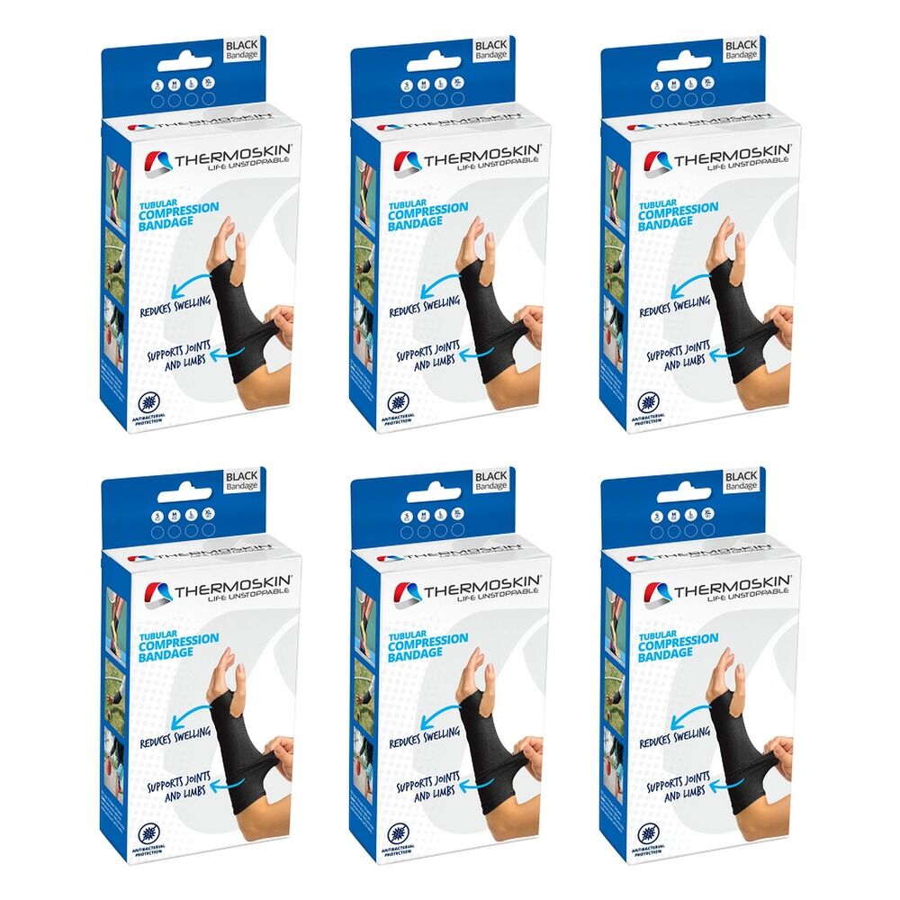 Thermoskin Tubular Compression Bandage Medium Black Pack of 6