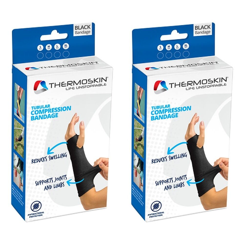 Thermoskin Tubular Compression Bandage Large Black Pack of 2