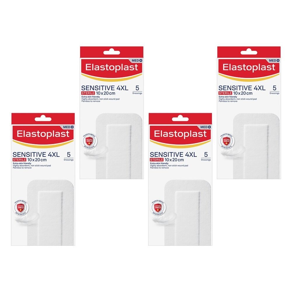 Elastoplast Sensitive 4XL Sterile Dressings 10cm x 20cm Pack of 4