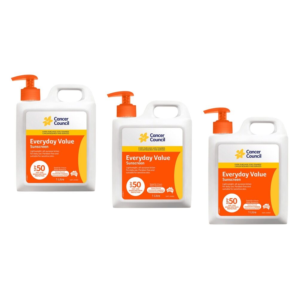 Cancer Council Everyday Value Sunscreen SPF 50 1L Pack of 3