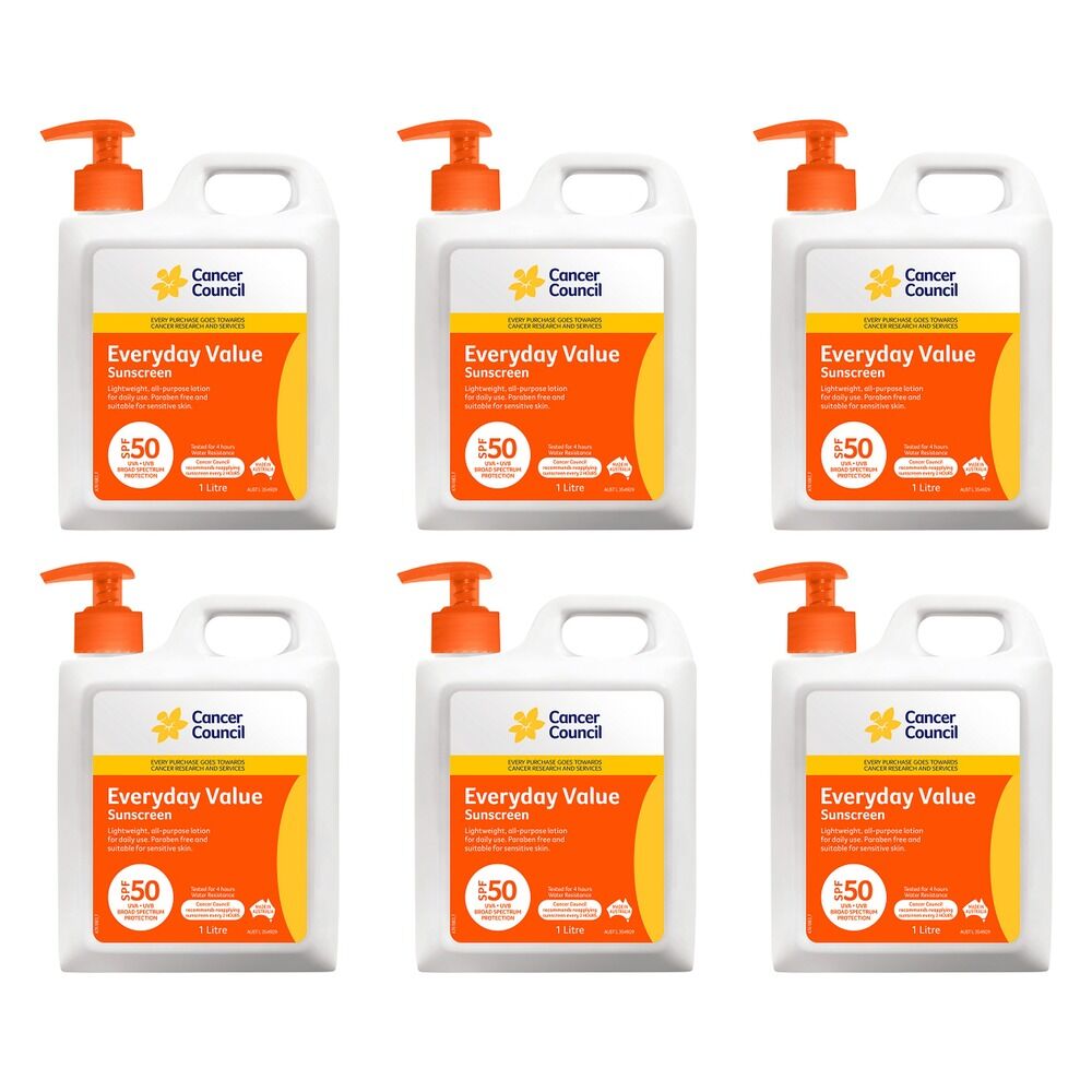 Cancer Council Everyday Value Sunscreen SPF 50 1L Pack of 6