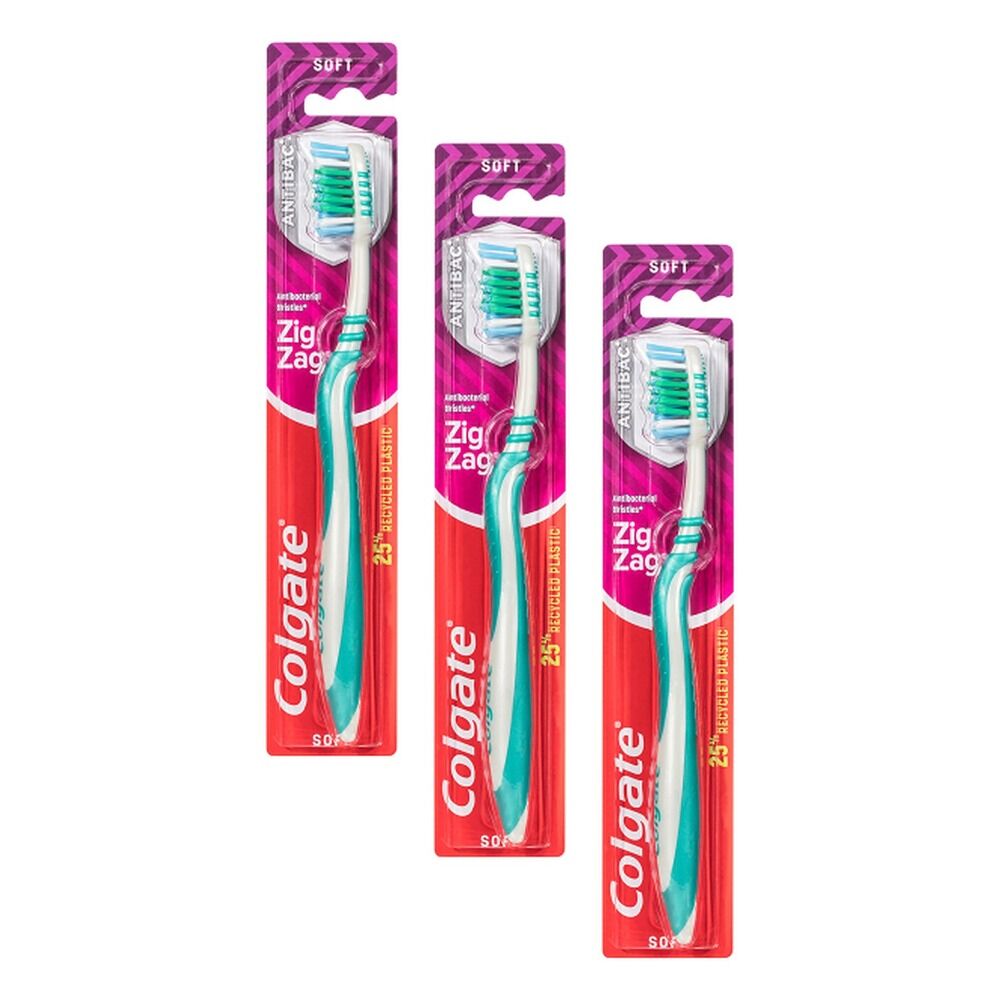Colgate ZigZag Adult Toothbrush Soft x 8 Bundle of 3