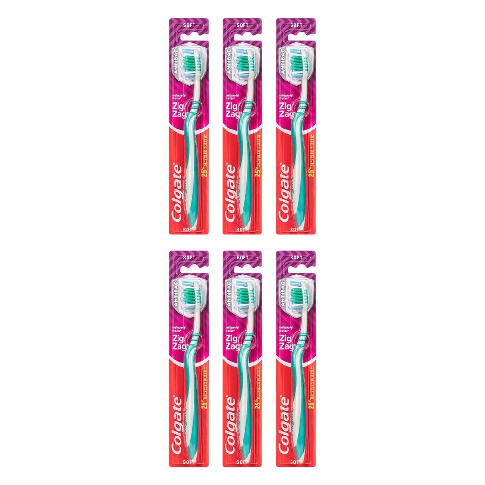 Colgate ZigZag Adult Toothbrush Soft x 8 Bundle of 6